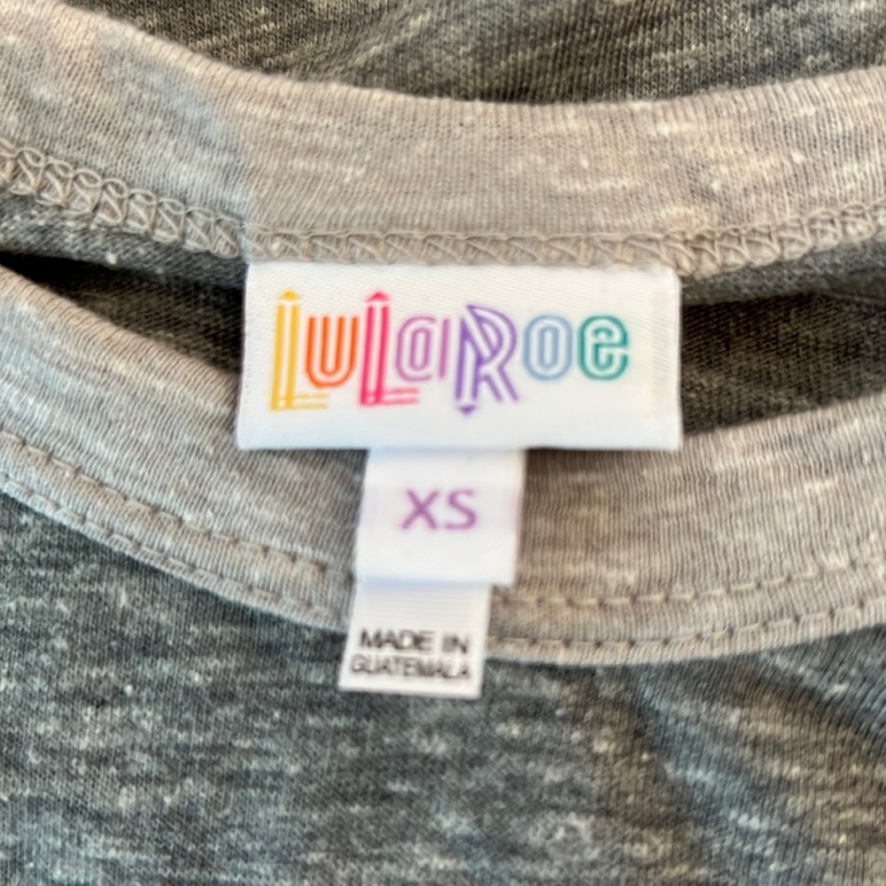 LULAROE long sleeve baseball tee, grey, size XS - Picture 5 of 6